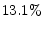  13.1\%