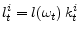 \displaystyle l_{t}^{i}=l(\omega_{t})\,k_{t}^{i}