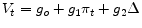 V_{t}=g_{o}+g_{1}\pi _{t}+g_{2}\Delta 