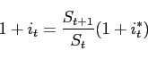 \begin{displaymath} 1+i_t=\frac{S_{t+1}}{S_{t}}(1+i_t^*) \end{displaymath}