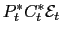 $\displaystyle P_{t}^{\ast}C_{t}^{\ast}\mathcal{E}_{t}$