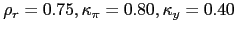 $ \rho _{r}=0.75,\kappa_{\pi}=0.80,\kappa_{y}=0.40$