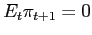 $\displaystyle E_{t}\pi_{t+1}=0$