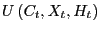 $\displaystyle U\left( C_{t},X_{t},H_{t}\right)$