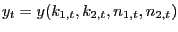 $ y_{t}=y(k_{1,t},k_{2,t},n_{1,t},n_{2,t})$