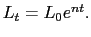 $ L_{t}=L_{0}e^{nt}.$
