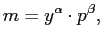$\displaystyle m=y^{\alpha}\cdot p^{\beta},$