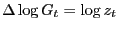 $ \Delta\log G_{t}=\log z_{t}$