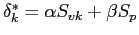 $ \delta_{k}^{\ast}=\alpha S_{vk}+\beta S_{p}$