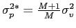 $ \sigma_{p}^{2\ast} =\frac{M+1}{M}\sigma_{v}^{2}$