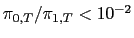 $ \pi_{0,T}/\pi_{1,T}<10^{-2}$