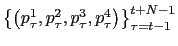 $ \left\{ \left( p_{\tau }^{1},p_{\tau}^{2},p_{\tau}^{3},p_{\tau}^{4}\right) \right\} _{\tau =t-1}^{t+N-1}$