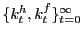 $ \{k^{h}_{t}, k^{f} _{t}\}_{t=0}^{\infty}$
