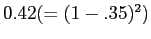$ 0.42 (=(1-.35)^{2})$