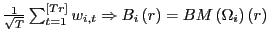 $ \frac{1}{\sqrt{T}}\sum_{t=1}^{\left[ Tr\right] }w_{i,t}\Rightarrow B_{i}\left( r\right) =BM\left( \Omega_{i}\right) \left( r\right) $