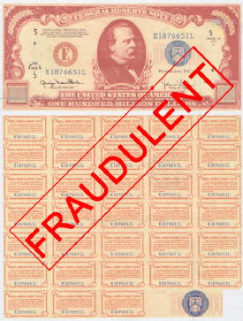 An image of a fraudulent note