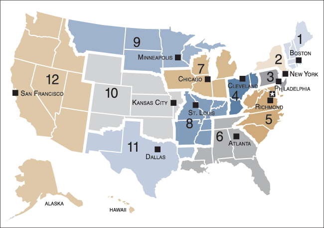 Federal Reserve Districts by Number and City 