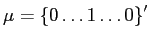 $ \mu=\left\{ 0\ldots1\ldots0\right\} ^{\prime}$