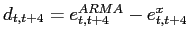 $ d_{t,t+4} = e_{t,t+4}^{ARMA}-e_{t,t+4}^{x}$