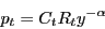 \begin{displaymath} p_t =C_t R_t y^{-\alpha } \end{displaymath}