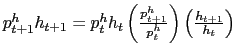 p_{t+1}^h h_{t+1} = p_t^h h_t \left(\frac{p_{t+1}^h}{p_t^h}\right) \left(\frac{h_{t+1}}{h_t}\right)