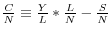 \frac{C}{N}\equiv \frac{Y}{L}\ast \frac{L}{N}-\frac{S}{N}