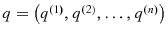  q=\left( q{^{\left( 1\right) },q^{\left( 2\right) }% ,\ldots,q^{\left( n\right) }}\right) 