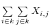 \sum\limits_{i\in k} {\sum\limits_{j\in k} {X_{i,j} } } \mbox{ }