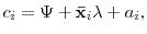 \displaystyle c_i=\Psi+\mathbf{\bar{x}}_{i}\mathbf{\lambda}+a_i,