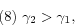 \begin{displaymath} \mbox{(8) }\gamma _2 >\gamma _1 , \end{displaymath}