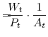 \displaystyle =\!\!\!\!\frac{W_{t}}{P_{t}}\cdot\frac{1}% {A_{t}}% 