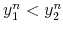  y_{1}% ^{n}<y_{2}^{n}