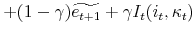 \displaystyle +(1-\gamma)\widetilde{e_{t+1}}+\gamma I_t(i_t,\kappa_t)