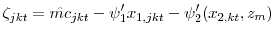 \displaystyle \zeta_{jkt} = \hat{mc}_{jkt} - \psi_1'x_{1,jkt} - \psi_2'(x_{2,kt}, z_{m})