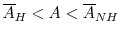  \overline{A}_{H}< A < \overline{A}_{NH}