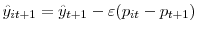  \hat{y}_{it+1}=\hat{y}_{t+1}-\varepsilon(p_{it}-p_{t+1})