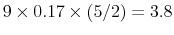  9 \times 0.17 \times (5/2)=3.8