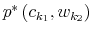  p^{\ast}\left( c_{k_{1}% },w_{k_{2}}\right) 