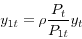 \begin{displaymath} y_{1t} =\rho \frac{P_{t}}{P_{1t} }y_{t} \end{displaymath}