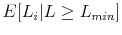 \displaystyle E[L_i\vert L \ge L_{min}]