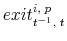  exit^{i, \; p}_{t^{-1}, \; t}