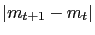 $ \vert m_{t+1}-m_{t}\vert$