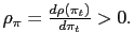 $ \rho_{\pi}=\frac{d\rho(\pi_{t})}{d\pi_{t}}>0. $