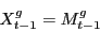 \begin{displaymath} X_{t-1}^g =M_{t-1}^g \end{displaymath}