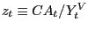 $ z_{t} \equiv CA_{t} /Y_{t}^{V} $