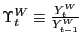 $ \Upsilon_{t}^{W} \equiv\frac{Y_{t}^{W} }{Y_{t-1}^{W} }$