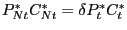 $ P_{Nt}^{\ast}C_{Nt}^{\ast}=\delta P_{t}^{\ast}C_{t}^{\ast}$