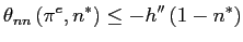 $\displaystyle \theta_{nn}\left( \pi^{e},n^{\ast}\right) \leq-h^{\prime\prime}\left( 1-n^{\ast}\right) $