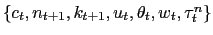 $ \{c_{t}, n_{t+1}, k_{t+1}, u_{t}, \theta_{t}, w_{t}, \tau^{n}_{t}\}$