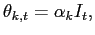 $\displaystyle \theta_{k,t}=\alpha_{k}I_{t},$